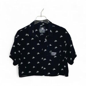 Lurking Class by Sketchy Tank Crop Top Button Up Shirt Black Grim Reaper Medium